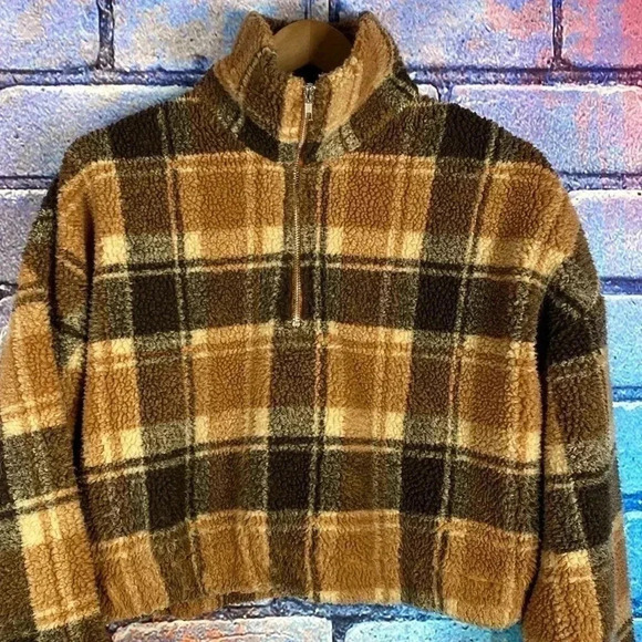 Zaful Women’s Cropped Jacket Quarter Zip Brown Tan US 8 Large - Picture 2 of 8